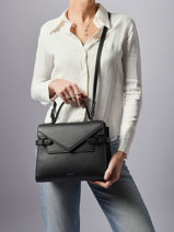 Cross Body Tas M Emilie Grain� Leder Le tanneur Zwart emily TEMI1014-vue-porte