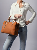 Sac Port Main Romy Cuir Le tanneur Marron romy TROM1015-vue-porte