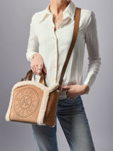 Sac Port Main K Circle Shearling Cuir Karl lagerfeld Marron k circle A4W30087-vue-porte
