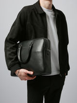 Porte Documents (main) 2 Compartiments Arthur & aston Noir walter 3-vue-porte