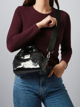 Sac Bandoulire Glossy Polyester Recycl Wouf Noir glossy BB250023-vue-porte