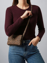 Sac Bandoulire Velvet Leopardo Milano Marron velvet leopardo VL23067-vue-porte