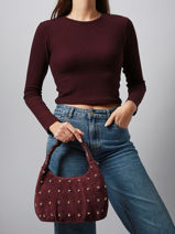 Sac Port� �paule Velvet Studs Milano Rouge velvet studs VS25094-vue-porte