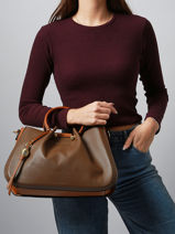 Cabas Gretel Ted lapidus Marron gretel TLAU8924-vue-porte