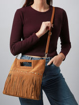 Sac Bandouli�re Velvet Cuir Milano Marron velvet VE25091-vue-porte
