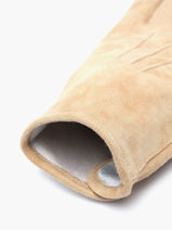 Herenhandschoenen Su�de Leder Met Zijden Voering Omega Beige men gloves S-vue-porte
