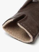 Gants Homme En Cuir Avec Doublure En Laine Omega Marron men gloves L-vue-porte
