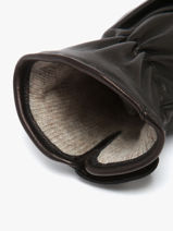 Gants Femme En Cuir Avec Doublure En Laine Omega Noir women gloves L-vue-porte