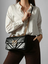 Sac Bandoulire Love Bag Icon Cuir Pinko Noir love bag icon 4549A2OS-vue-porte