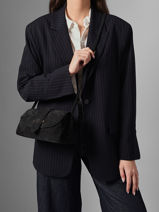 Cross Body Tas M Agnes Rundsleer Met Su�de Finish Etrier Zwart agnes EAGV205M-vue-porte