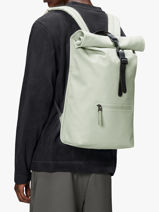 Rolltop Rucksack - Rugzak 1 Compartiment Met 14" Laptopvak Rains Groen city 13320-vue-porte