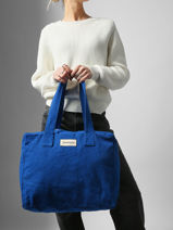Le Sac Port� �paule A4 C�lestins Coton Recycl� Rivedroite Bleu timeless CELESTIM-vue-porte