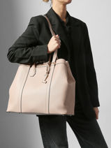 Cabas Belleville Cuir Lancel Beige belleville A13738-vue-porte