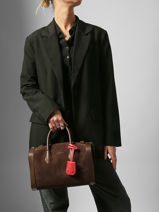 Sac Bowling M Bcbg Cuir Daim Lancel Marron bcbg A13693-vue-porte