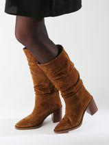 Bottes � Talon Camden En Cuir Alpe Marron women 52191101-vue-porte