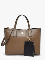Sac Port� �paule Th Icon Polyester Tommy hilfiger Marron th icon AW18233
