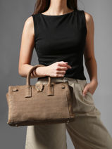 Handtas M Equestre Croco Leder Etrier Beige equestre croco EEQC142M-vue-porte