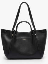 Sac Port� �paule Foulonne Double Louisa Cuir Lancaster Noir foulonne double louisa 90