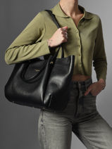 Sac Port� �paule Foulonne Double Louisa Cuir Lancaster Noir foulonne double louisa 90-vue-porte