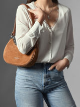 Sac Bandouli�re Suede Cuir Lancaster Beige suede 81-vue-porte