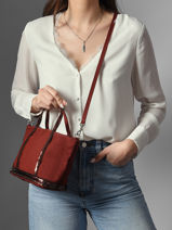 Sac Bandouli�re Baby Cabas Paillettes Vanessa bruno Rouge cabas 1V40410-vue-porte