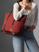 Le Cabas L Zipp� Paillettes Vanessa bruno Rouge cabas 1V40409-vue-porte