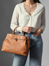 Sac Port� Main Large Blake Cuir Lauren ralph lauren Marron blake 31P03417-vue-porte