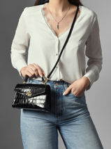 Sac Bandouli�re Small Farrah Croco Cuir Lauren ralph lauren Noir farrah 31974462-vue-porte
