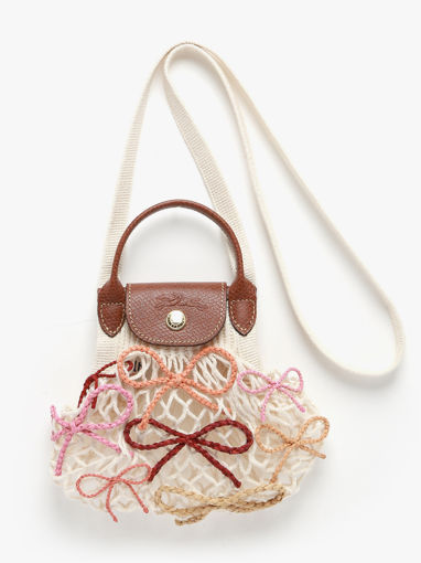 Longchamp Le pliage filet raphia Pochette Beige