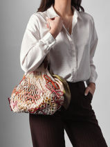 Longchamp Le pliage filet raphia Besace Beige-vue-porte