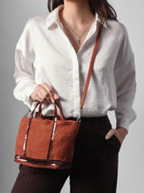 Cross Body Tas Baby Cabas Linnen Vanessa bruno Rood cabas lin 31V40410-vue-porte