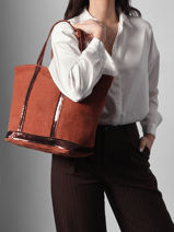 Handtas Met Rits M Le Cabas Linnen Pailletten Vanessa bruno Rood cabas lin 31V40378-vue-porte