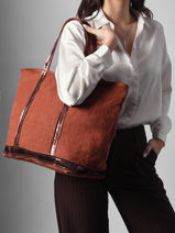 Schoudertas Met Rits L Le Cabas Linnen Vanessa bruno Oranje cabas lin 31V40409-vue-porte