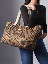 Sac Port� �paule Tigre Coton Hindbag Marron tigre TI-vue-porte