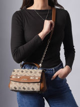 Sac Bandouli�re Melinda Logo Polyester Guess Marron melinda logo JP990220-vue-porte