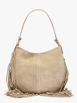 Sac Port� �paule Velvet Cuir Milano Beige velvet VE25112