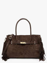 Sac Port� �paule Velvet Cuir Milano Marron velvet VE25114