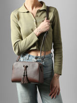 Cross Body Tas Caviar Leder Milano Bruin caviar CA21101-vue-porte