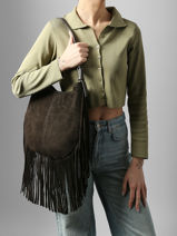 Sac Port� �paule Velvet Cuir Milano Marron velvet VE25112-vue-porte