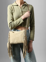 Sac Bandouli�re Velvet Cuir Milano Beige velvet VE25113-vue-porte