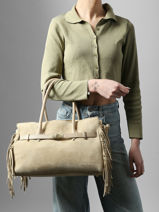 Sac Port� �paule Velvet Cuir Milano Beige velvet VE25114-vue-porte
