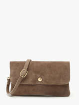 Sac Bandouli�re Velvet Cuir Milano Beige velvet VE23067O