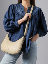 Sac Bandouli�re Seam Cuir Basilic pepper Beige seam BSEA03-vue-porte