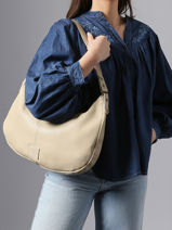 Sac Port� �paule Seam Cuir Basilic pepper Beige seam BSEA04-vue-porte