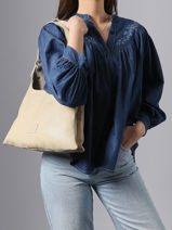 Sac Port� �paule Seam Cuir Basilic pepper Beige seam BSEA05-vue-porte