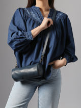 Sac Bandouli�re Cow Cuir Basilic pepper Bleu cow BCOW87-vue-porte