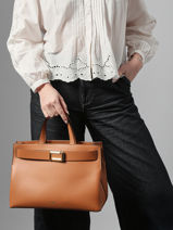 Sac Port� Main M Ang�le Cuir Lancel Marron angele A14017-vue-porte