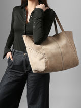 Sac Port� �paule Velvet Miniprix Beige velvet M9457-vue-porte
