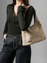 Sac Port� �paule Velvet Studs Miniprix Beige velvet studs JC53002-vue-porte