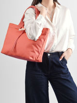 Longchamp Le roseau toile Sac port� main Rose-vue-porte